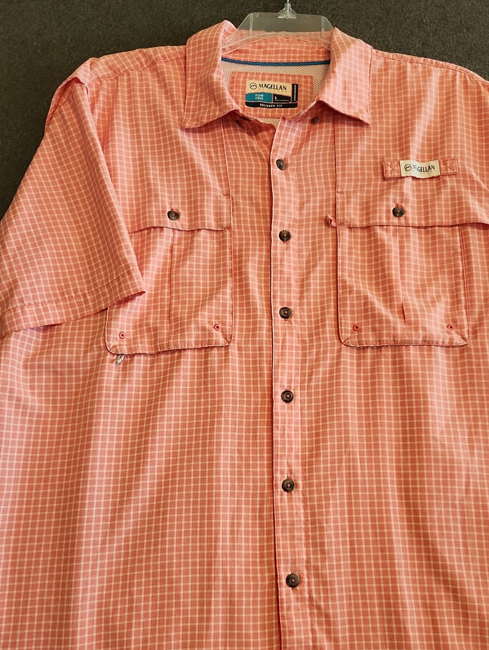 Magellan Outdoors Performance Fishing Shirt Short Sleeve Button Down Size Large